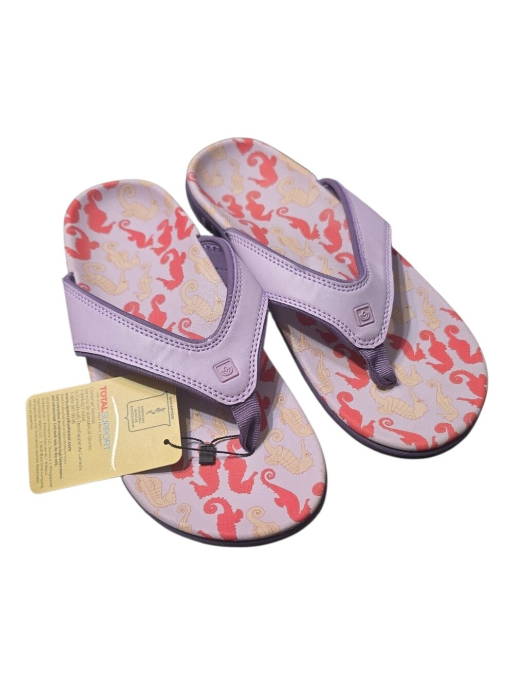 NWT Spenco Yumi Ocean Purple Seahorses Orthotic Flip Flop Sandals Size 9B